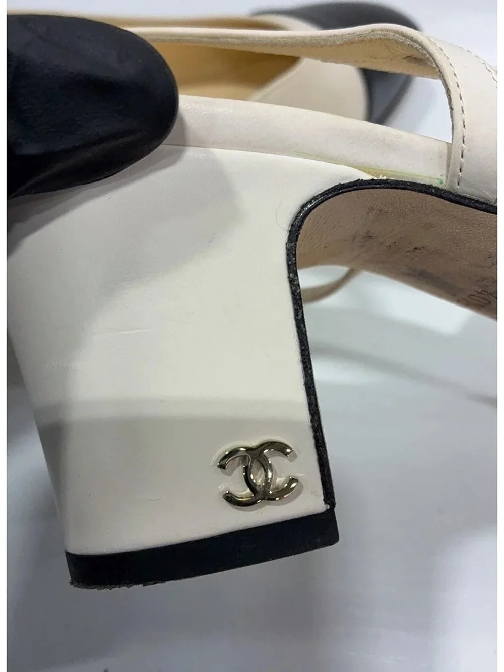 CHANEL Two-Tone Slingback Pump in Cream and Black